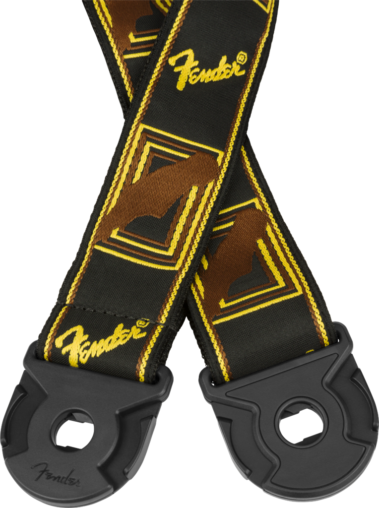 Fender Quick Grip Locking End Strap, Black, Yellow and Brown, 2", Tahalí
