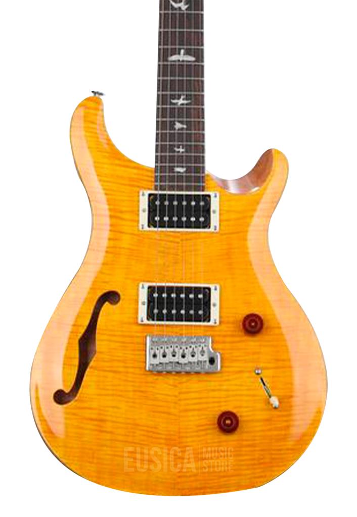 PRS SE Custom 22 Semi-Hollow, Santana Yellow, guitarra eléctrica con gig bag