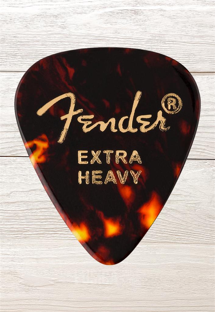 Fender Classic Celluloid, Tortoise Shell, 351 Shape, Extra Heavy, 12 Count, plumilla