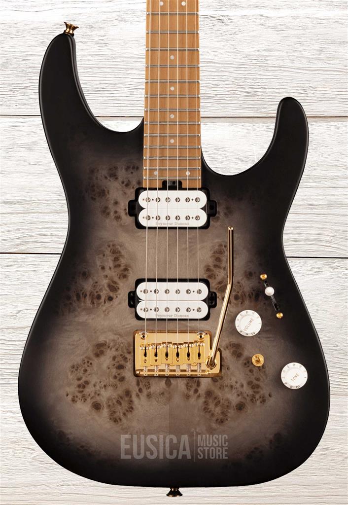 Charvel Pro-Mod DK24 HH 2PT CM Poplar Burl, Transparent Black Burst, Guitarra Eléctrica