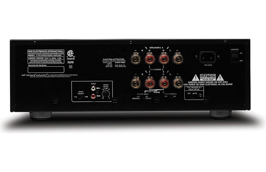 Nad C-275, amplificador de potencia estéreo, negro