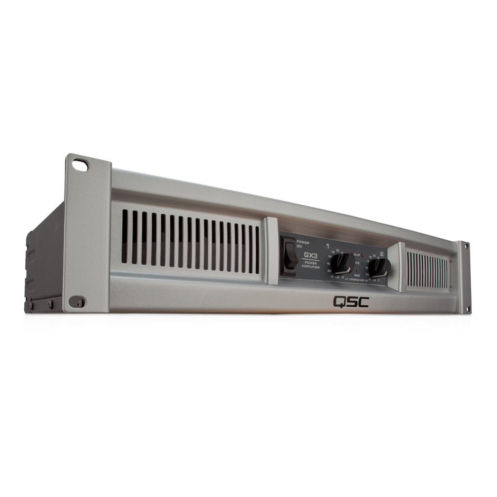 QSC GX3, plateado, amplificador de potencia de 300 W a 8 ohms por canal