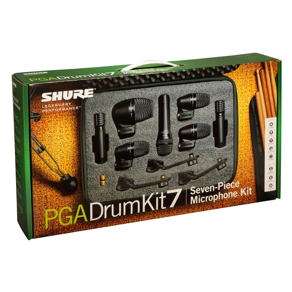 Shure PGADRUMKIT7, Set de 7 Micrófonos de montaje para batería e instrumentos en grabación y en vivo