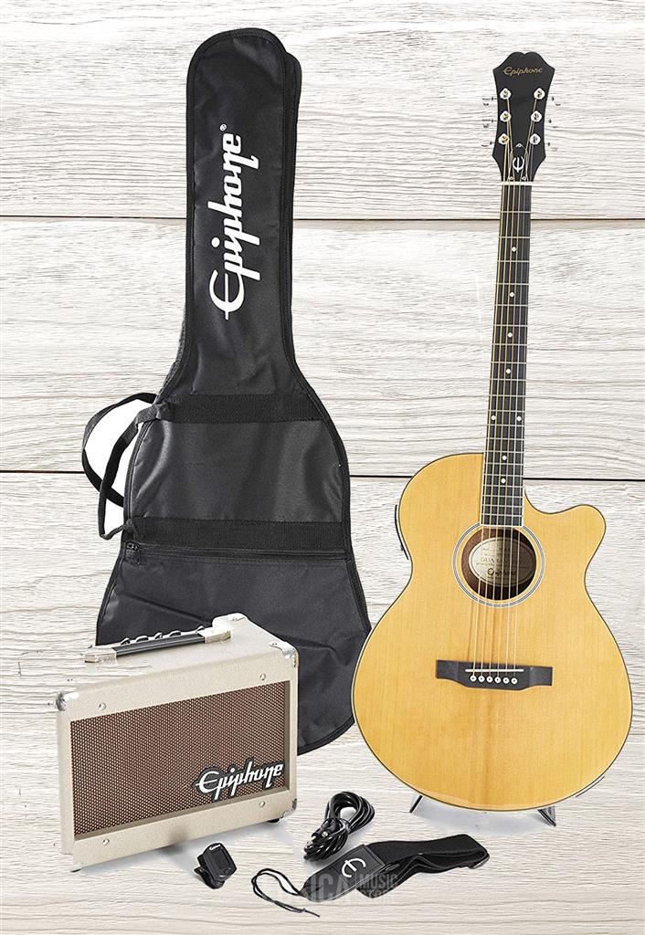 Epiphone PR-4E, Jumbo, Natural, Paquete Guitarra Electroacústica