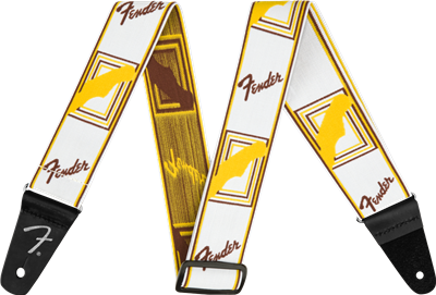 Fender Weighless 2" Monogrammed, White/Brown/Yellow, Tahalí