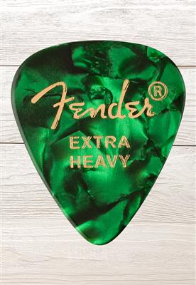 Fender 351 Shape Premium Picks, Extra Heavy, Green Moto, 12 Count, plumilla