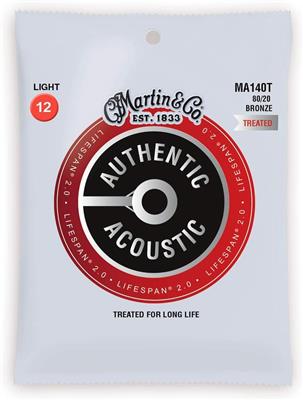 Martin cuerdas para Guitarra Acustica  Authentic Treated, Light, 80/20