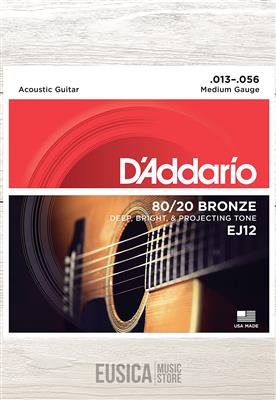 D'addario EJ12, Cuerdas para Guitarra Acústica (6), Tensión Normal